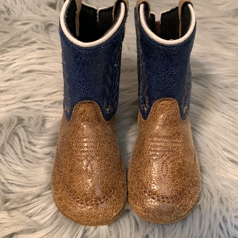 Baby Old West cowboy boots Velcro back size 3 - Picture 3 of 7
